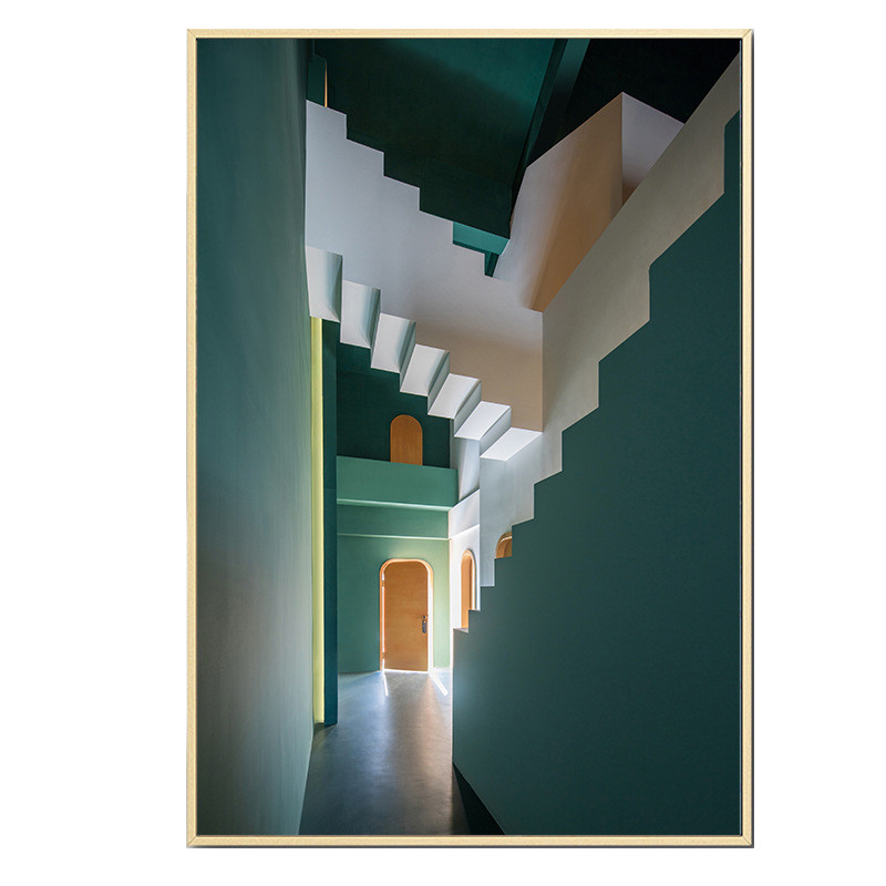 现代艺术抽象玄关装饰画北欧走廊简约挂画建筑客厅大幅落地画图片