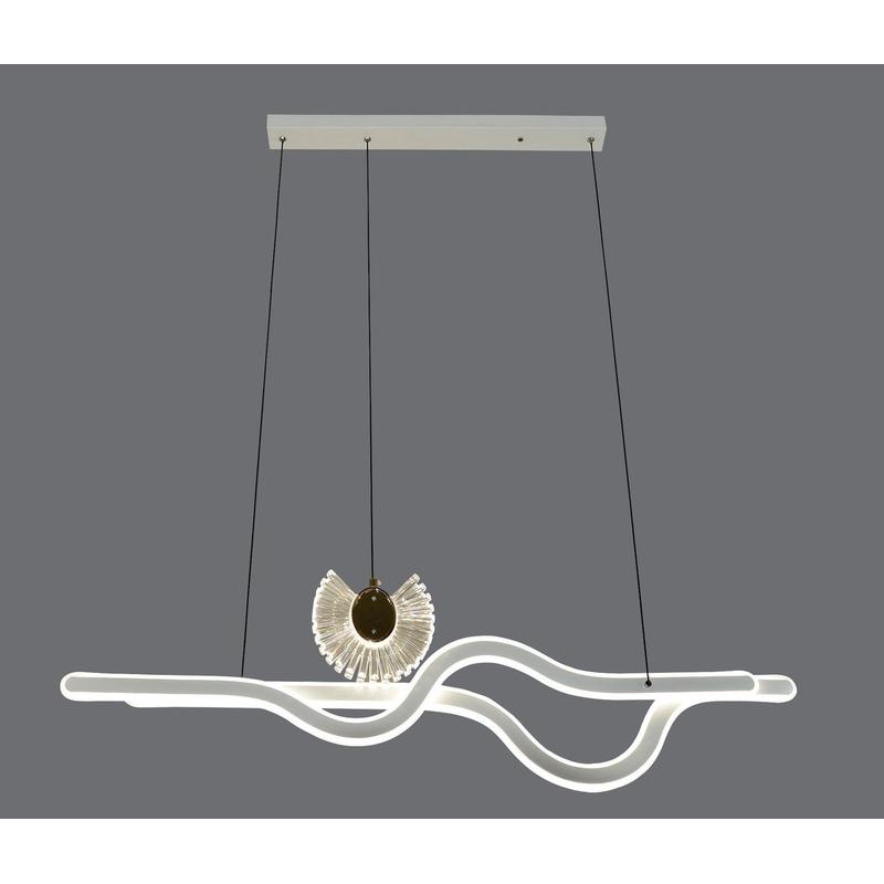 岛式极简线条奶油风餐厅吊灯设计师款护眼厨房意台办公桌一字吊灯