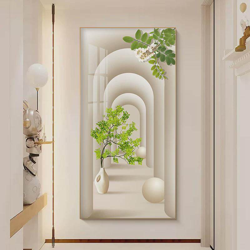 北欧玄关装饰画绿植走廊过道挂画奶油风肌理画客厅入户门竖版壁画,家居饰品,现代装饰画,淘宝优惠券,粉丝福利购,淘宝优惠卷