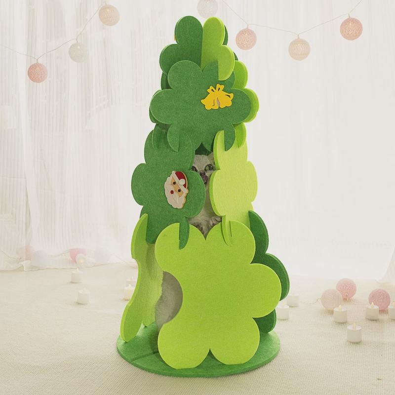 热销热卖热销圣诞树毛毡窝猫窝四季通用猫咪窝半封闭冬季猫屋宠物