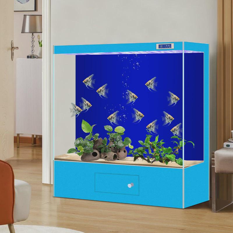 源头厂家创海方形生态金鱼缸客厅中型落地家用靠墙大型玻璃水族箱