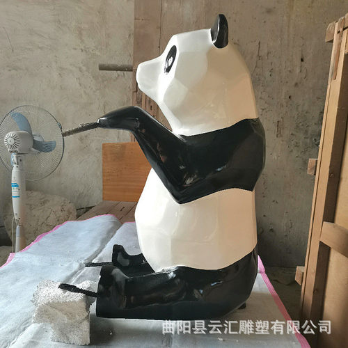 热销玻璃钢切面动物熊猫雕塑主题熊猫公园游乐园景观小品仿真餐厅