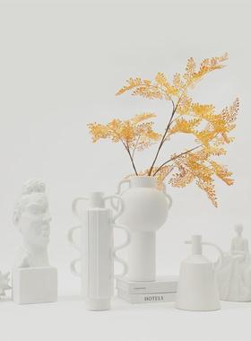 热销日式吊耳圆口陶瓷插花瓶简约办公室玄关酒店磨砂花器装饰工艺