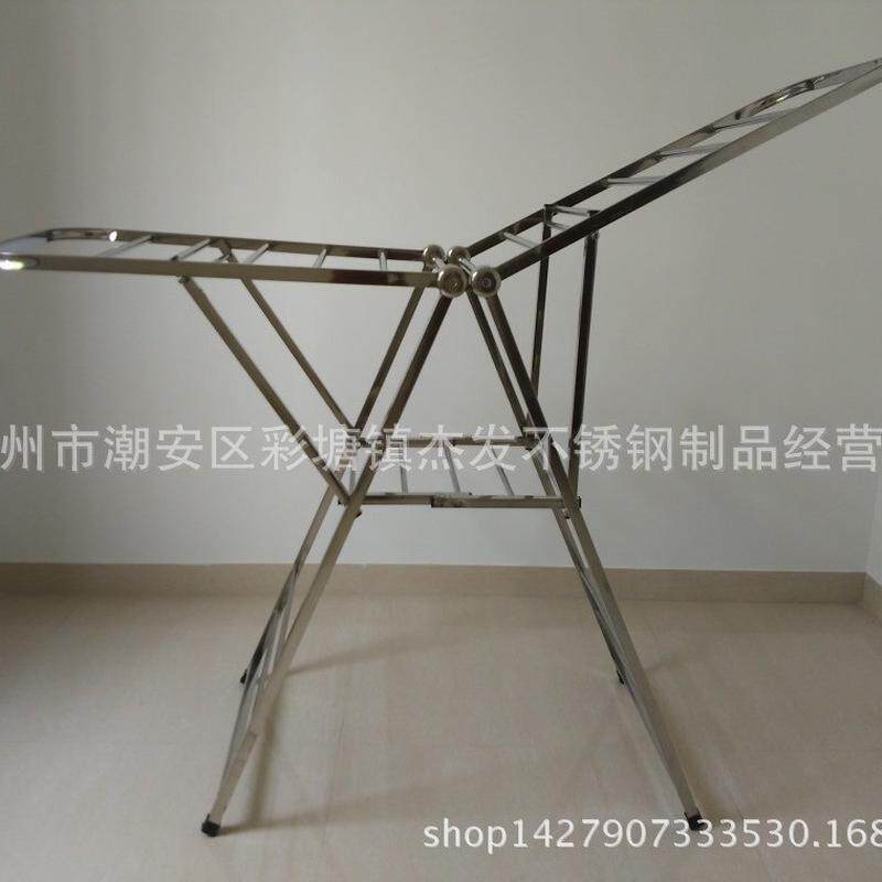 跨境新品翼型晾衣架落地折叠晒衣加厚不锈钢挂衣架室内落地晾晒架