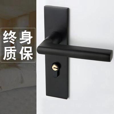 黑色卧室室内房间门实木门门把手磁吸静音机械门锁锁具家用通用型