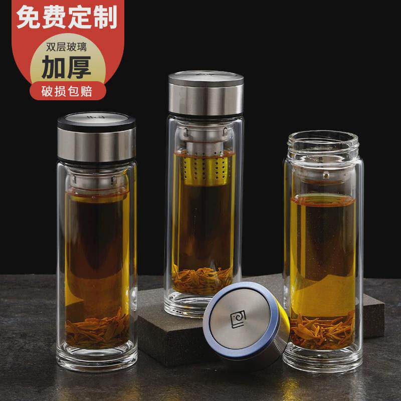 单双层玻璃杯盖专用不锈钢塑料水晶办公茶杯盖子带密封圈单卖配件图片