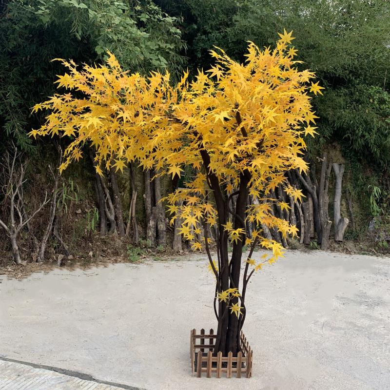 仿真枫叶树造型天然树干落地室内橱窗造景假树装饰花艺红枫树套装