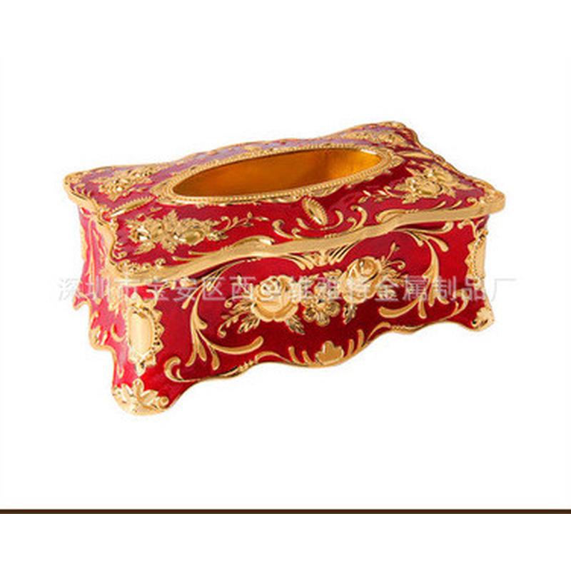 欧式餐奢华家居客厅装饰摆件金属纸巾盒纸盒ktv高档抽纸盒