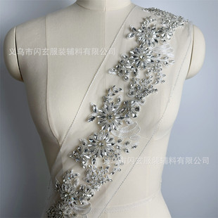 重工钉珠手缝钻立体花朵蕾丝花边对花辅料豪华服装钻饰diy贴花