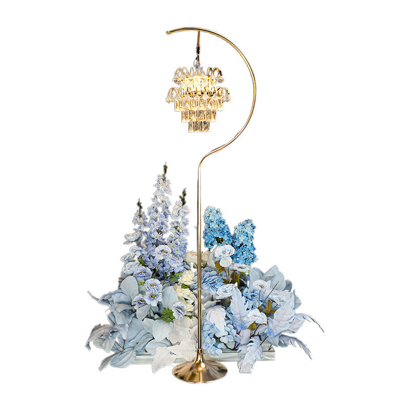 新款单头发光婚庆路引灯节日舞台装饰道具欧式订婚宴金色水晶摆件