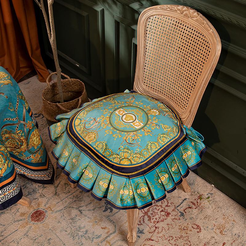 pk7j家用餐桌加厚轻奢欧式美式椅垫花边坐垫毛绒餐椅垫椅子转椅垫