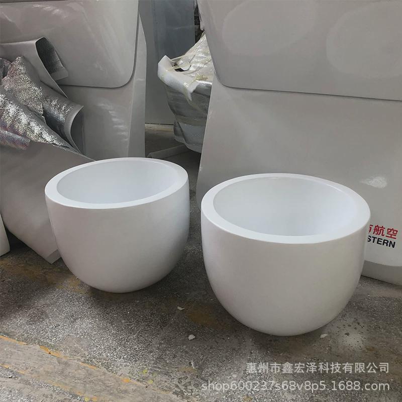 玻璃钢花盆商场花钵美陈花瓶组合落地大号椭圆花器户外种植池花器