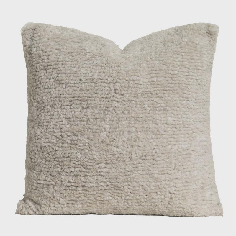 北欧ins风仿兔毛沙发抱枕套绿色米色咖色柔软触感毛绒靠垫套靠枕