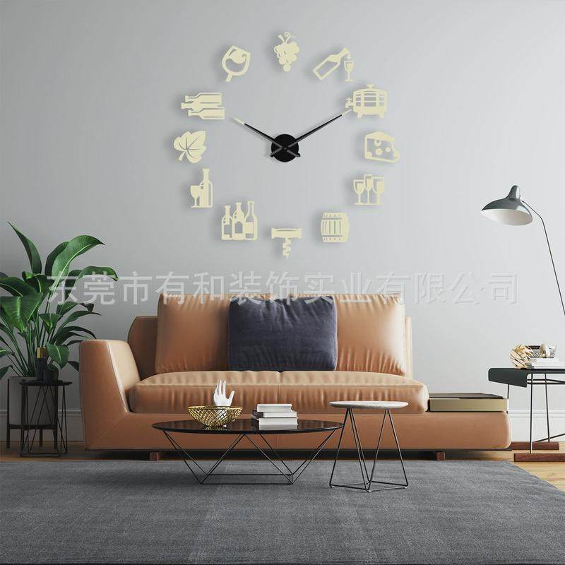 红酒夜光创意diy免打孔墙贴钟欧式简约客厅墙壁装饰亚克力3d时钟,五金/工具,钟表锉,淘宝优惠券,粉丝福利购,淘宝优惠卷