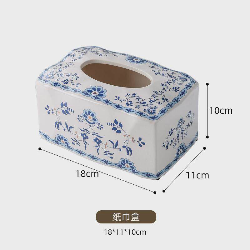 批发新中式客厅纸巾盒陶瓷创意家用茶几摆件纸抽盒美式餐桌抽纸