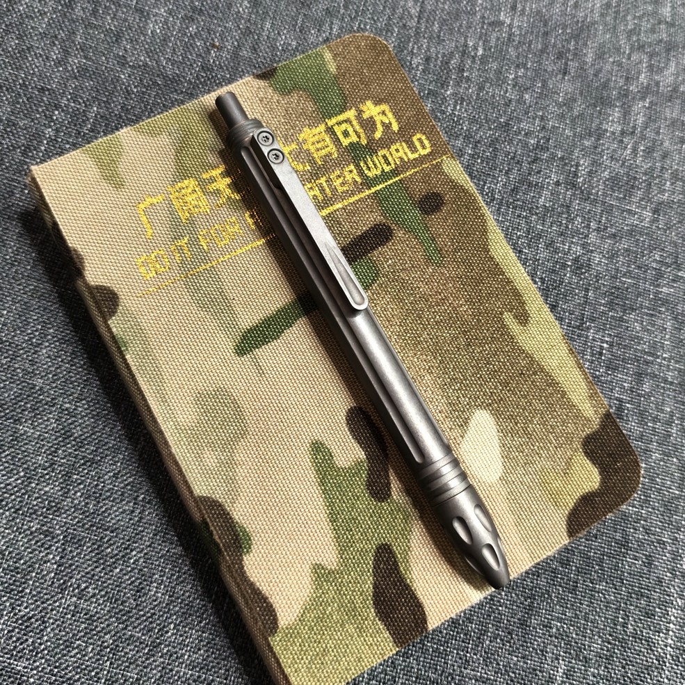 水滴剑纹EDC纯钛合金按压书写中性笔随身签字笔通用G2笔芯钛背夹