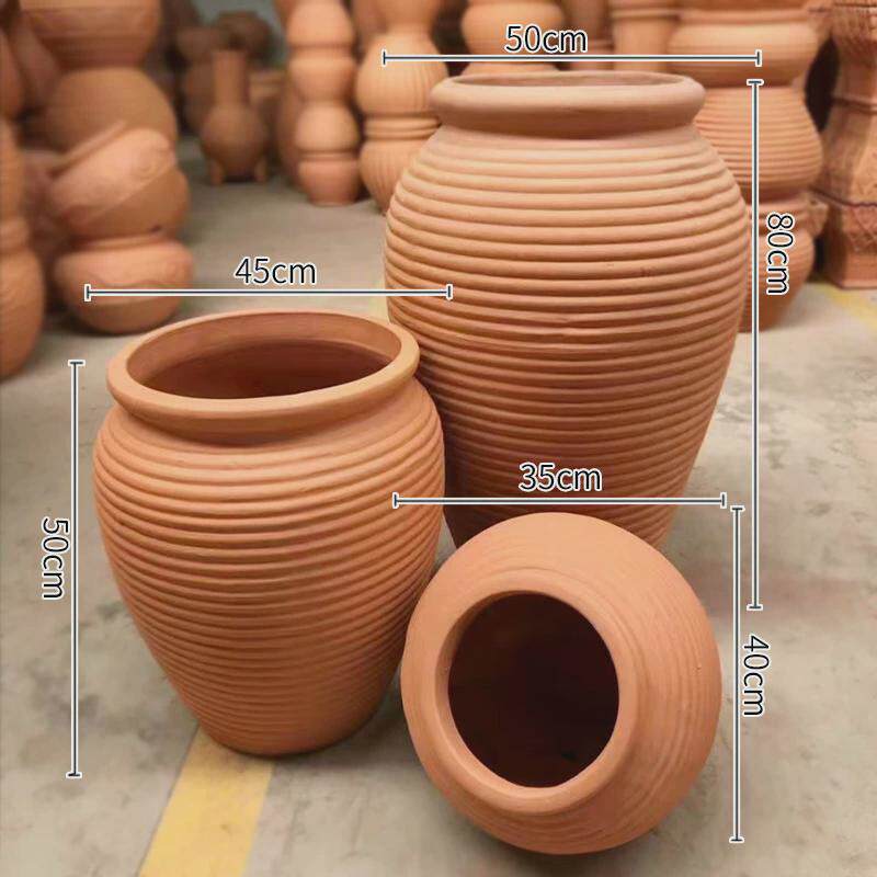 包邮1米特大吸水透气红陶花盆室内软装陶瓷花盆家用工程造景陶罐