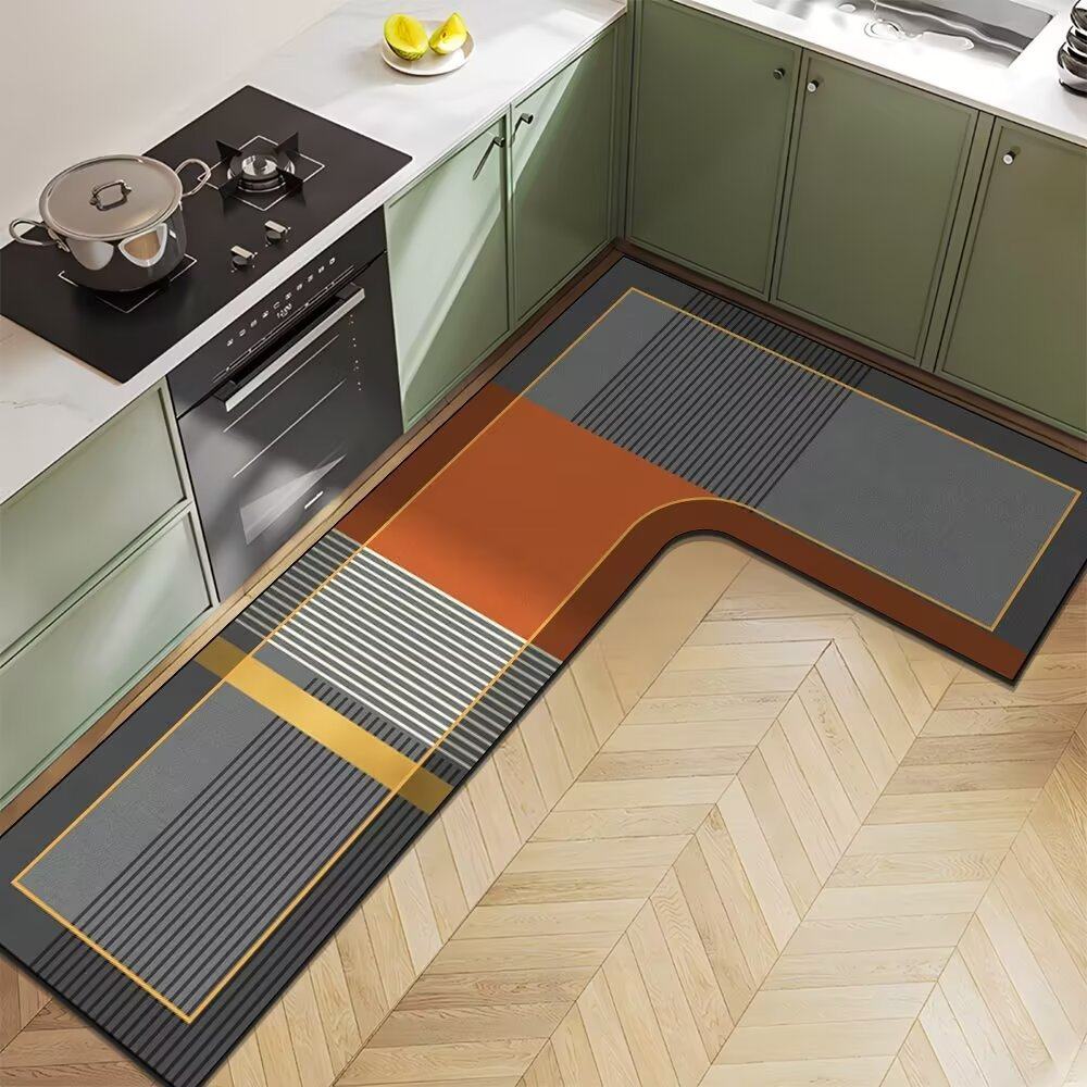 现代简约风L型拐角专用厨房垫吸水防滑速干硅藻泥装饰氛围感地垫,居家布艺,家用脚垫,淘宝优惠券,粉丝福利购,淘宝优惠卷