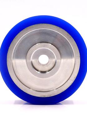 华奇定制硅胶滚轮蓝色减震耐磨铝芯橡胶包胶轮订做金属硅胶轮定做