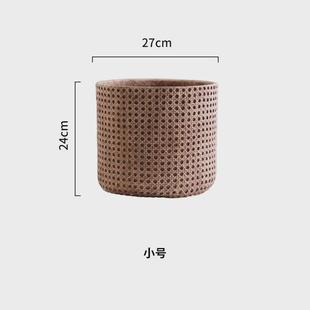 d!北欧仿竹编织篮大号镁泥花盆龟背竹客厅庭院氧化镁琴叶榕绿植