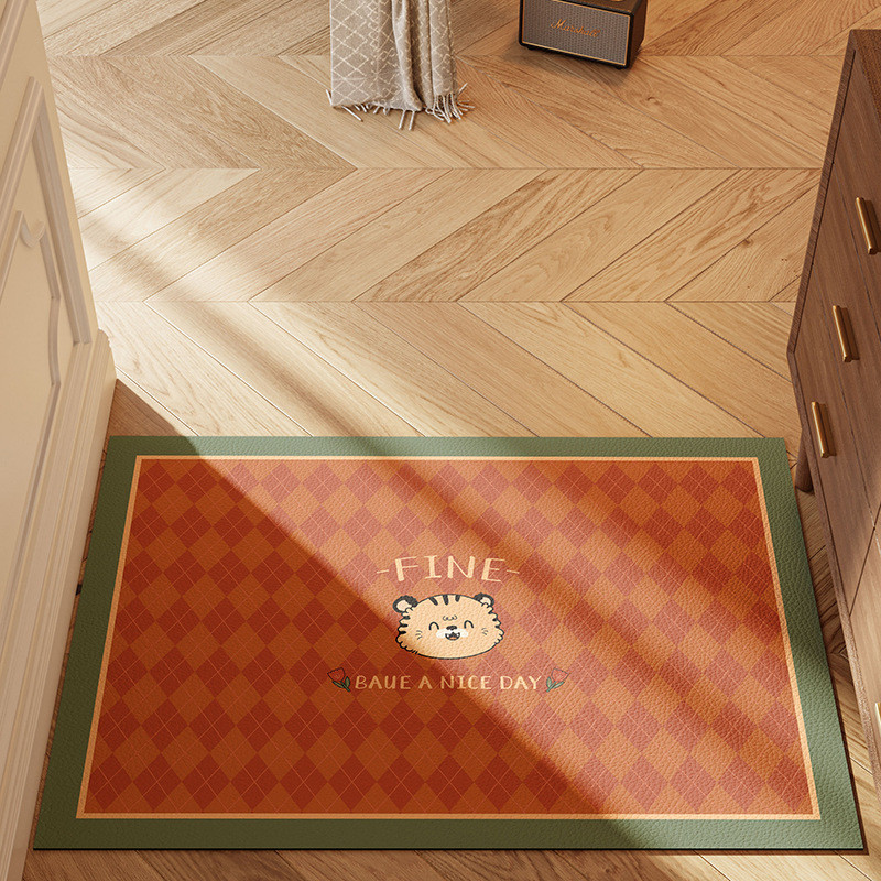 7yx批发地垫可擦可拖免洗进门地毯入户门轻奢风防水皮革pvc进门门