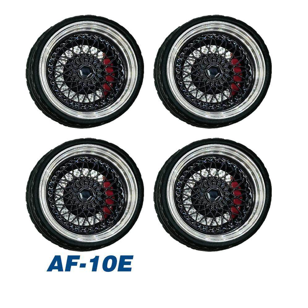 1/64德芙轮毂(A系 小抛边 红色卡钳)改装合金车金属轮毂橡胶轮胎