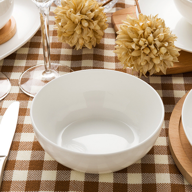 rp4t瑕折扣店纯白碗大号饭碗汤面碗家用唐山陶瓷碗泡面碗微批发