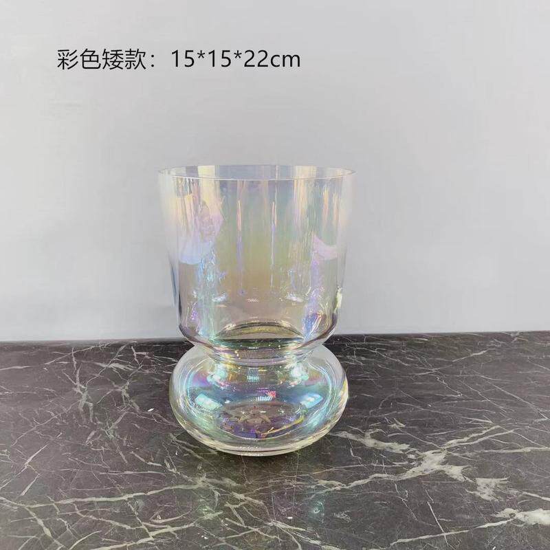 北欧奖杯电镀银色玻璃花瓶家居插花客厅装饰品摆件艺术售楼处饰品