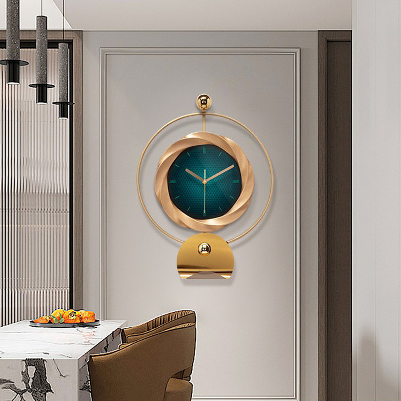 福雕家饰轻奢灯光挂钟创意时尚现代简约家用表客厅壁挂墙北欧