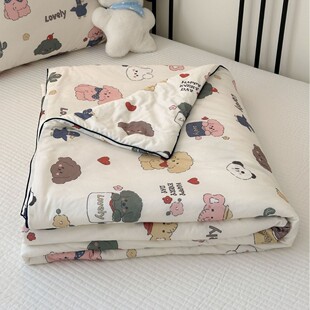 软软der 针织云柔被子小清新卡通印花亲肤柔软裸睡夏被空调房薄被