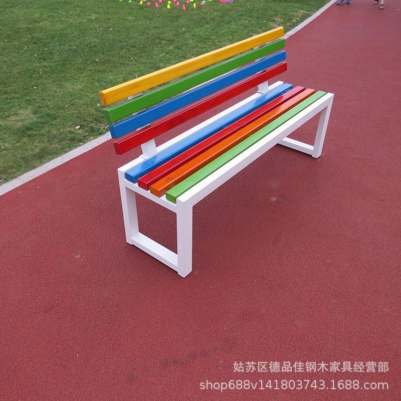 实木靠背长条凳等候排椅公共园林椅休闲椅防腐实木椅子靠背座椅