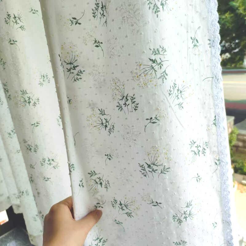 ll法式韩式田园印花小碎花门帘隔断帘窗帘挂钩式免打孔穿杆半帘客