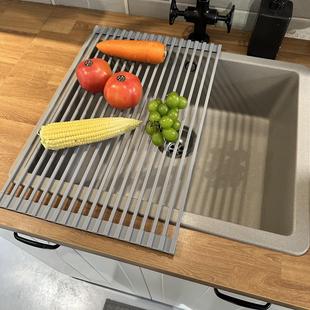 水槽沥水架家用厨房硅胶可折叠水池碗盘餐具收纳架水槽置物架 日式