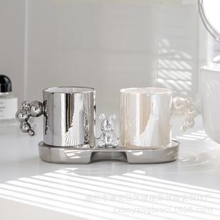 陶瓷ins风漱口杯轻奢刷牙高一对杯子家用颜值洗漱套装情侣牙缸杯