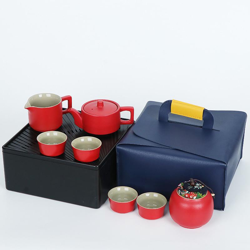 日式黑陶便携包旅行茶具套装功夫茶具家用快客杯四杯简约一壶套组