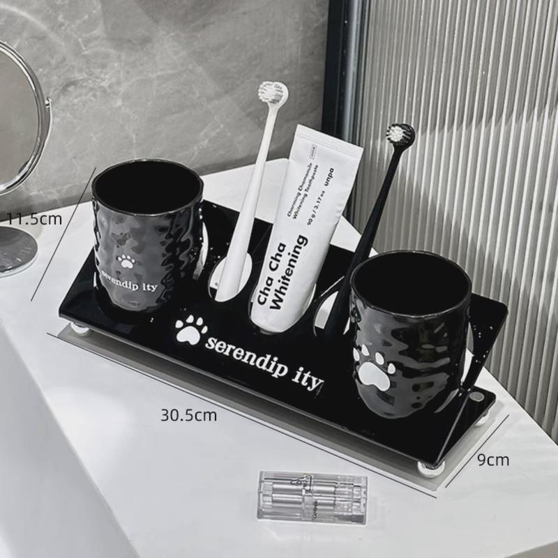2024新款高端洗漱台刷牙架子置物架桌面牙缸牙杯架牙刷洗漱杯套装