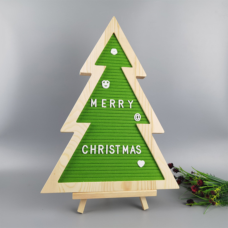 可拍照家用留言板毛毡圣诞板圣诞树造型毛展板木质背景装饰板