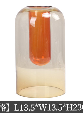 轻奢玻璃花器简约现代彩色花瓶摆件样板房茶几玄关电视柜组合饰品