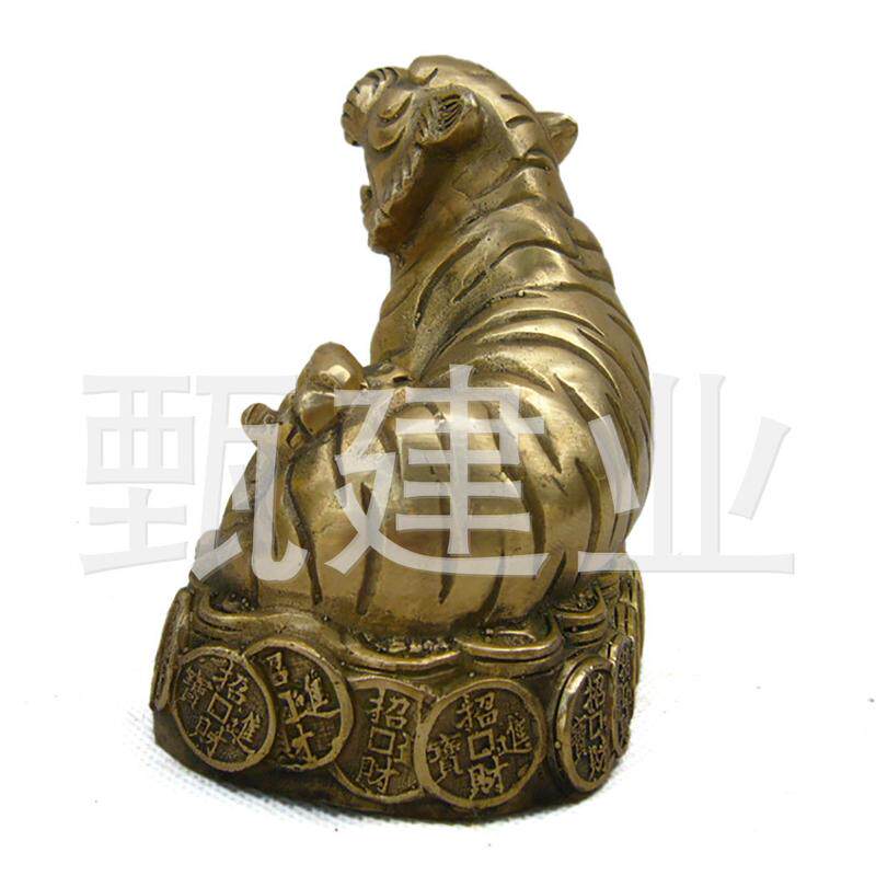 虎啸福来纯铜金属工艺品创意家居商务霸气金钱虎摆件