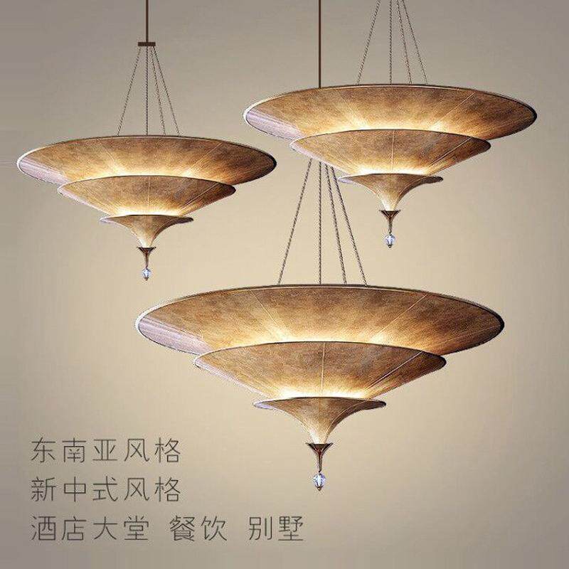 定制东南亚吊灯泰式伞形灯侘寂造型风灯新中式挑空大厅楼梯间吊灯