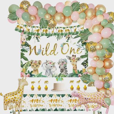 狂野派对wildone丛林动物新生儿装饰金色野性派对装饰布置套餐