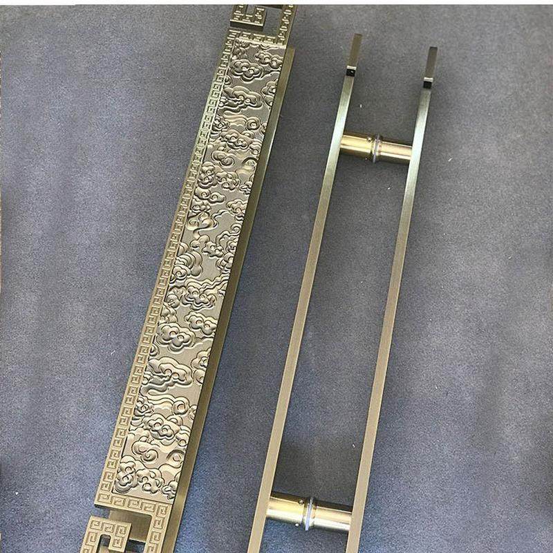 厂家直销中式仿古祥云大门拉手酒店会所玻璃门把手回纹实木门把手