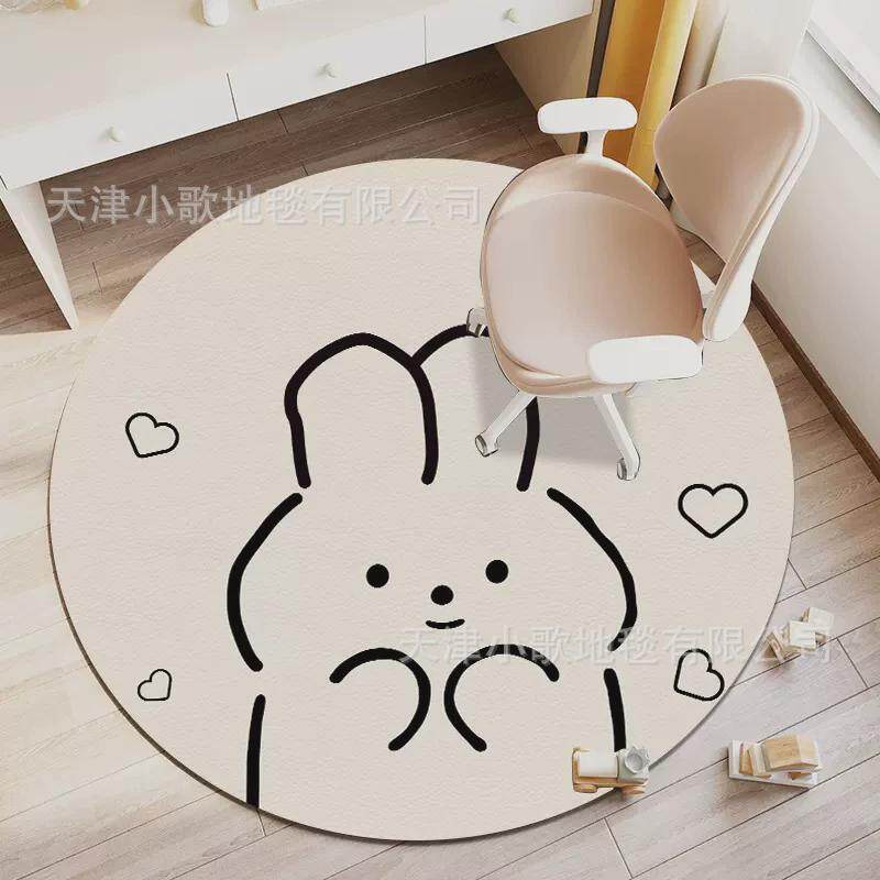 圆形地毯客厅可擦免洗pvc电脑转椅垫子皮革儿童学习防水椅子地垫