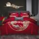 龙凤四件套大红色刺绣长绒棉被套备婚床上用品南通叠石桥家纺
