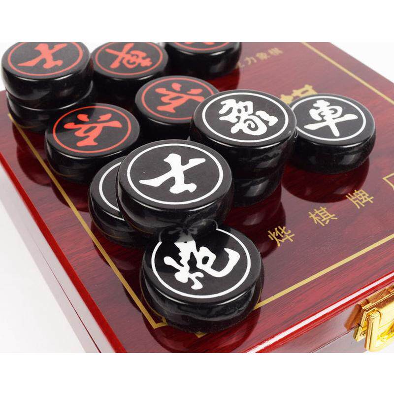 亚克力中国象棋烤漆木盒套装精品黑白色象棋厂家直销皮棋盘礼品