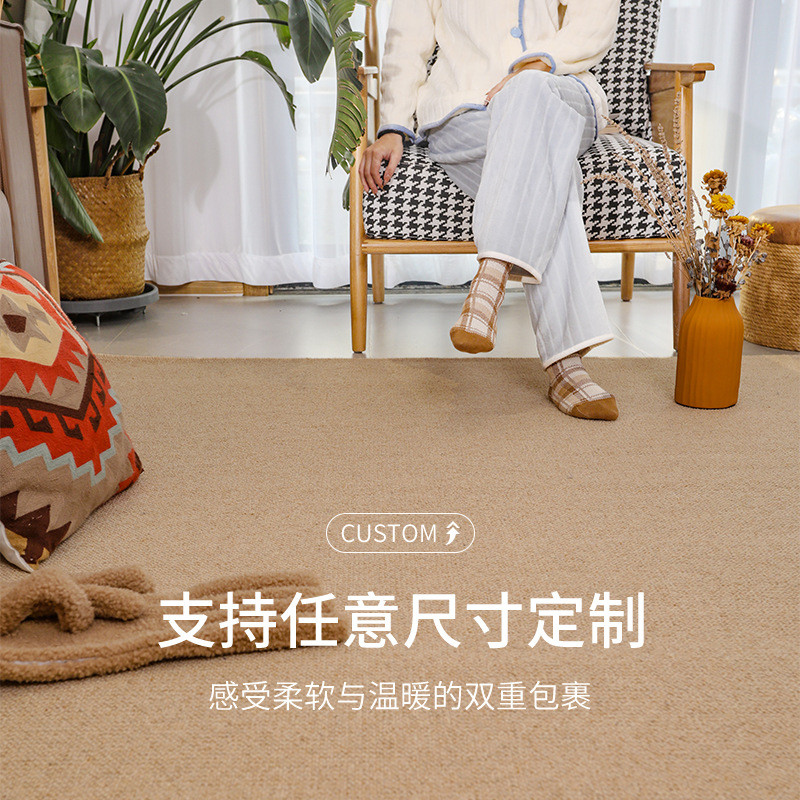 羊毛地毯客厅沙发茶几圆垫椅垫卧室床边飘窗轻奢家用纯色加厚