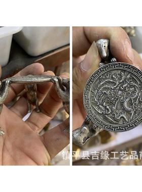 摆件螭龙油灯仿古铜器貔貅烛台铜家居办公装饰工艺品三猫置顶