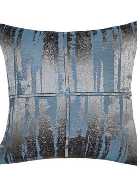 现代深灰蓝提花纹抱枕酒店别墅样板间45x45cm展厅沙发装饰靠垫套