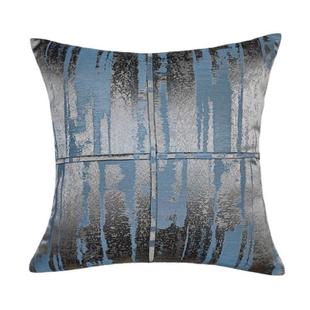 现代深灰蓝提花纹抱枕酒店别墅样板间45x45cm展厅沙发装饰靠垫套