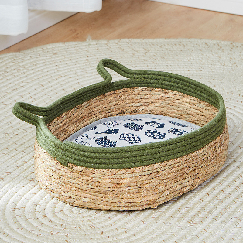 猫窝藤编夏季凉窝猫咪高级编织四季通用猫屋睡窝夏天网红草编猫床